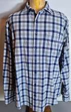 Mizzen  Main Mens Classic Fit Button-Up Shirt XL Blue Gray Check Stretch
