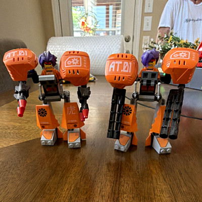 LEGO AT.01 Orange Mecha Robot Figures Lot of 2 Printed Bagged Plastic
