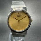 Seiko Watch Women 29mm Champagne Dial Silver Tone Round 7431-6090 New Battery