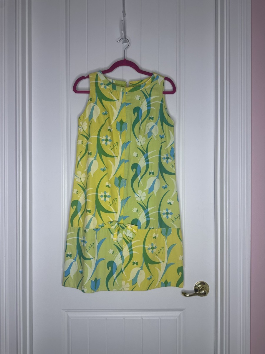 Vintage 'The Lilly' Yellow and Green Tulip Print Mini Dress | eBay