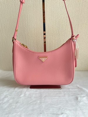 Prada Saffiano Shoulder Bag Pink Leather Used