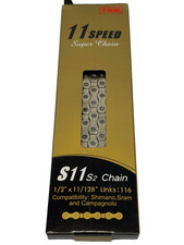 YBN S11s2 - CHROME 11 Speed Road or Mountain Bike Race Chain Shimano / Sram