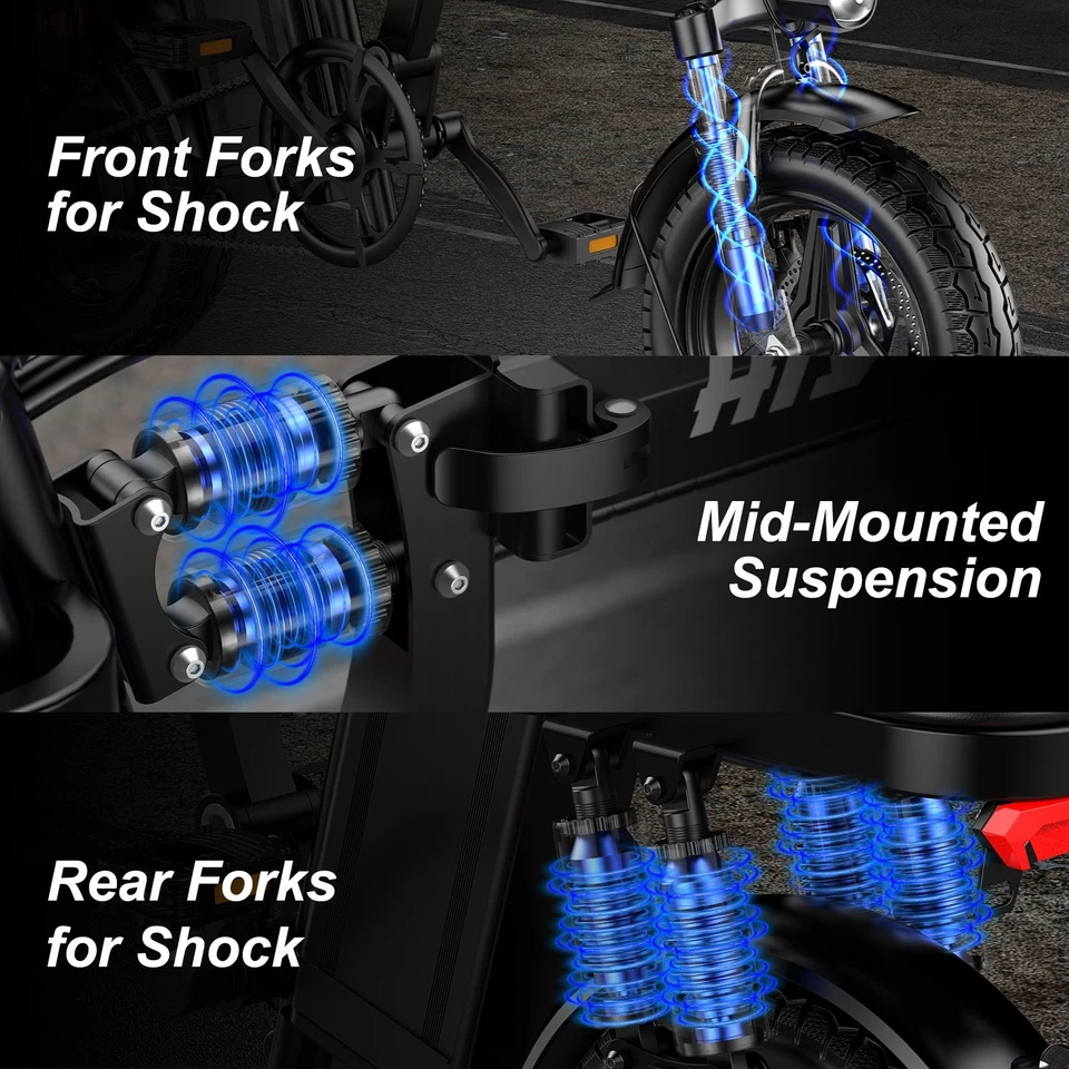 Folding Electric Bike for Adults Teens 700W 10AH 25MPH Commuter City Ebike - Image 3 of 4