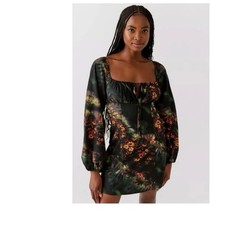 Urban Outfitters UO Vivienne long sleeve mini dress floral puff sleeve M Medium