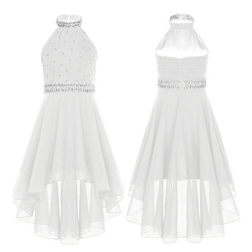 Girls Sparkly Dress Pageant Gown Chiffon Formal Wedding Sleeveless Dance Wear - Picture 41 of 89