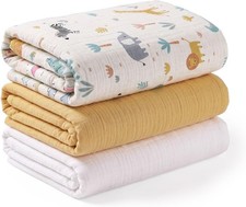 3PC Muslin Swaddle Blankets for Newborns 100 Cotton Soft Breathable Baby Blanket