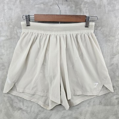 Gymshark Running Shorts Womens Small Beige Mesh Perforated Athletic A3B9Q