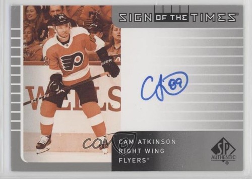 Cam Atkinson #SOTT1-CA 2021 SP Authentic 2001-02 Retro Sign of the Times card