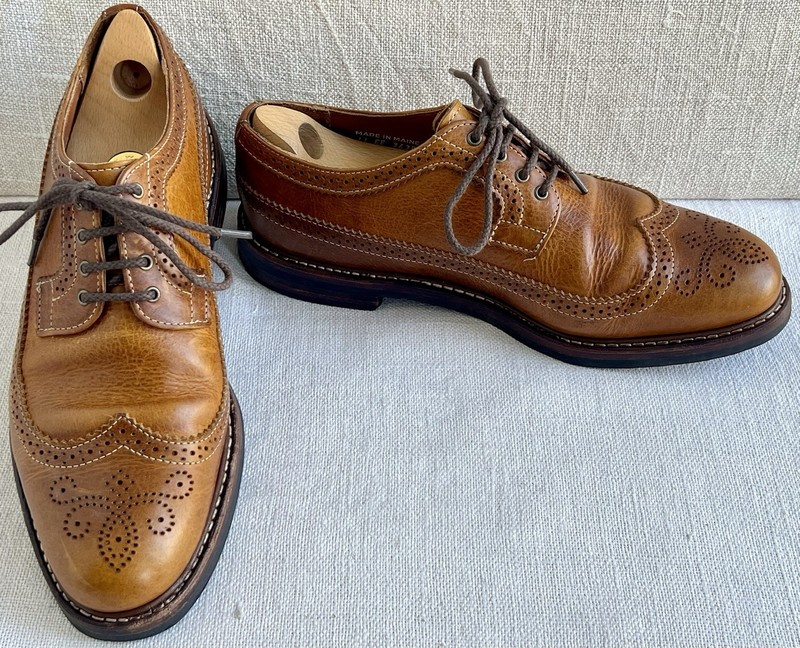 Rancourt & Co Antiqued Tan Leather Longwing Bluchers Vibram Sole US 11 EE ($438)
