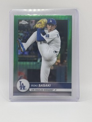 Roki Sasaki 2026 Topps Flagship #41 Chrome Green Refractor /99 LA Dodgers