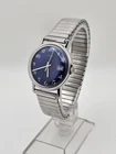 Vintage 1973 Timex Marlin Mens Handwind Analog Watch Blue Sunburst Dial NICE🔥👀