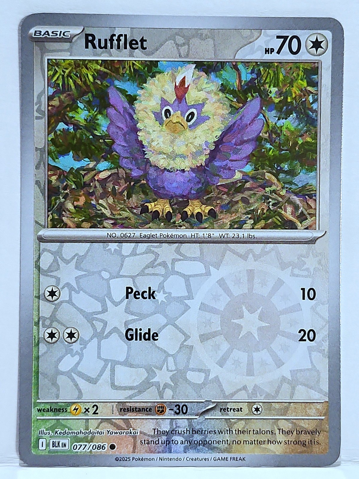 Rufflet #77 Black Bolt Reverse Holo Pokémon TCG