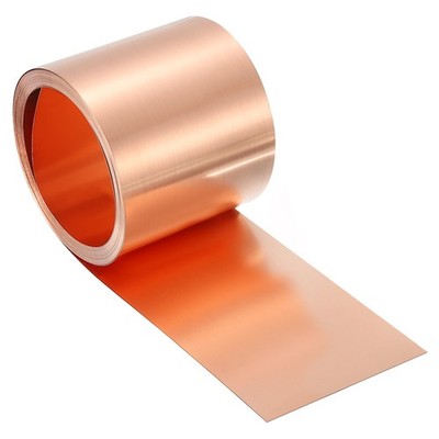 Pure Copper Sheet Roll, 0.06mm 28Ga Thick T2 20Ft x 2in Copper Strip for Craft