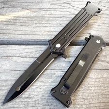 8" Black Everyday Carry Survival Tactical Spring Folding Assisted Pocket Knife