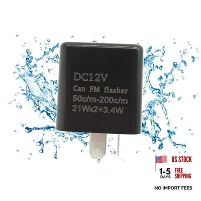 12V 2 PIN Adjustable Waterproof Electronic Hazard Warn Flasher Relay Fix for