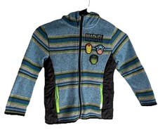 Marvel Superheroes Hooded Zip-Up Jacket Size 6 Sweatshirt Blue Green Lined