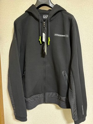 EMPORIO ARMANI EA7 Black Full-Zip Hoodie Set-Up Size L New #QYGYD2