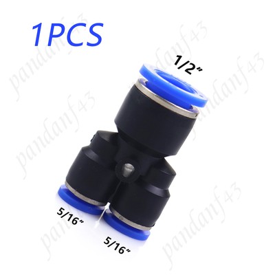 1Pcs Pneumatic Reduced Y Union 3-Way Push-In Air Fitting Tube OD 1/2'' to 5/16''