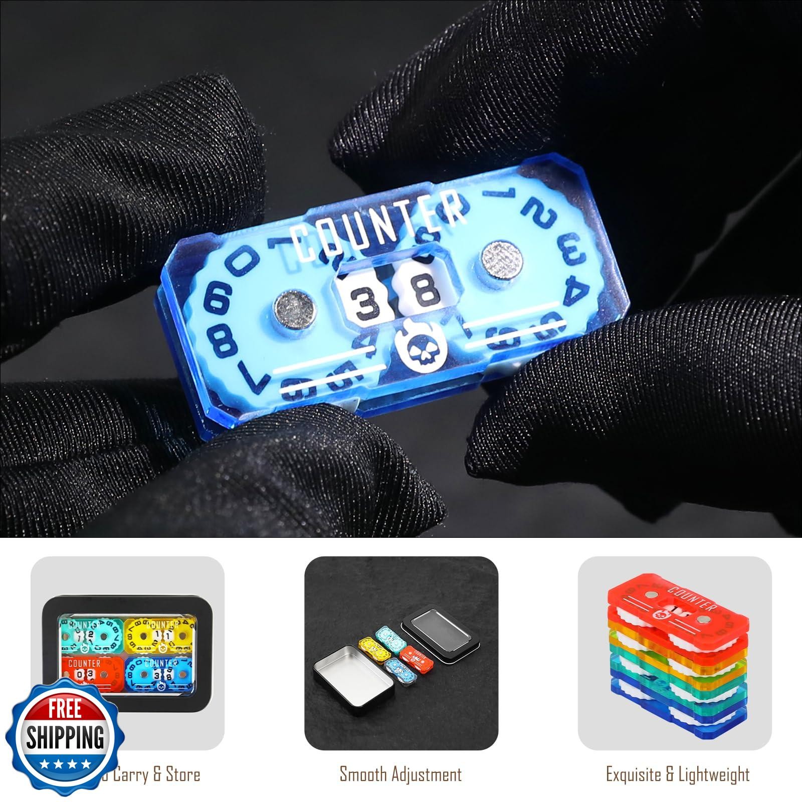 FIGURESLAB 4Pcs MTG Life Counter Twin Digits with Metal Box, Health Tracker L