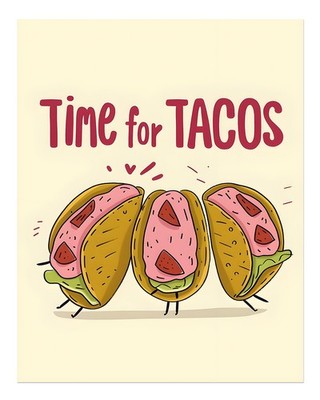 Lustige Taco-Wandkunst für Küchen- oder Esszimmerdekoration, skurril u