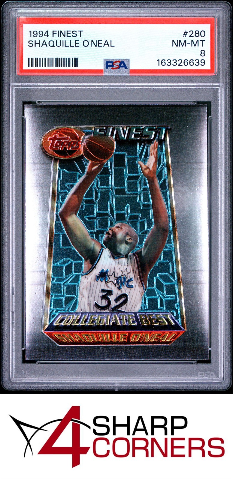 1994 FINEST #280 SHAQUILLE SHAQ O'NEAL MAGIC HOF PSA 8