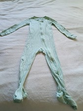 2 Piece Baby  Toddler Footed Zip Pajamas Light Green White Animal Print