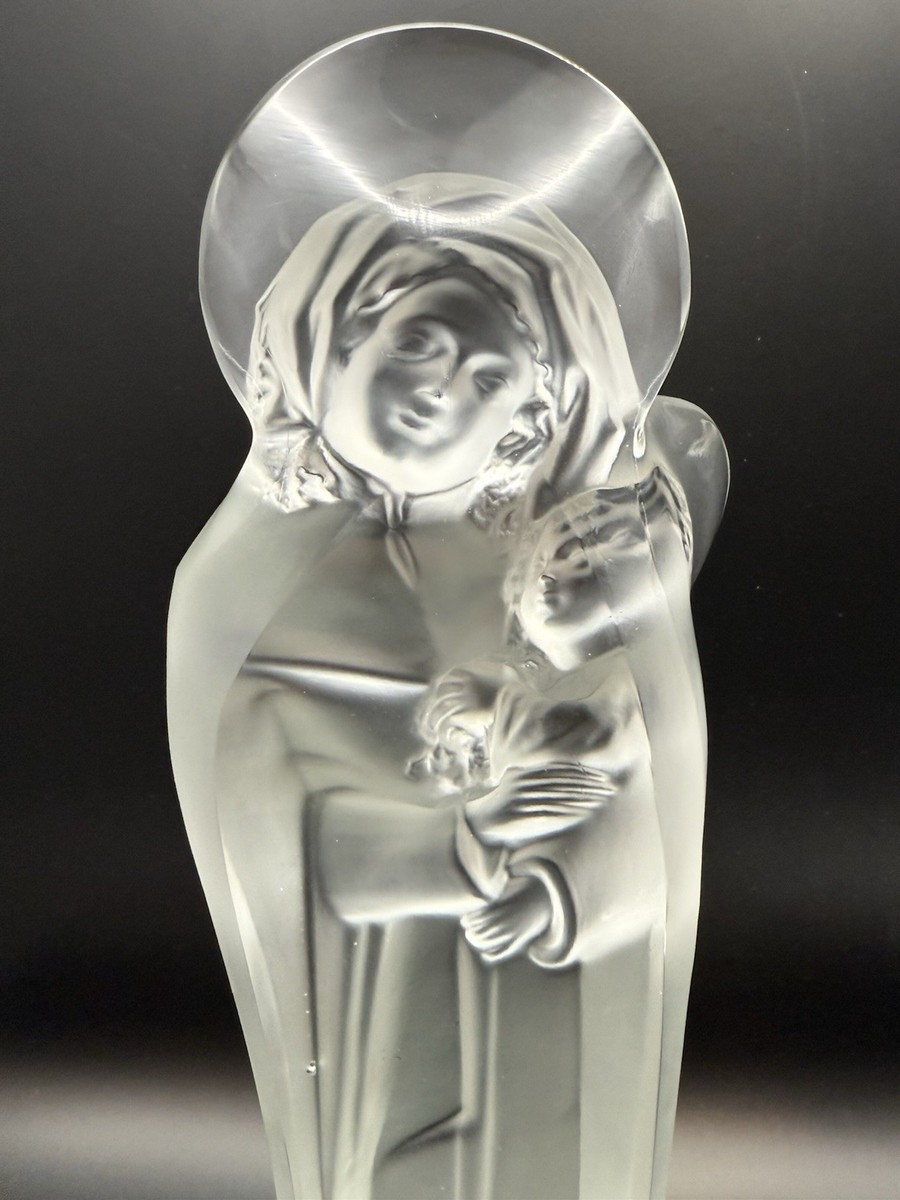 Lalique France Crystal Madonna & Child Figurine Frosted Glass 12.5