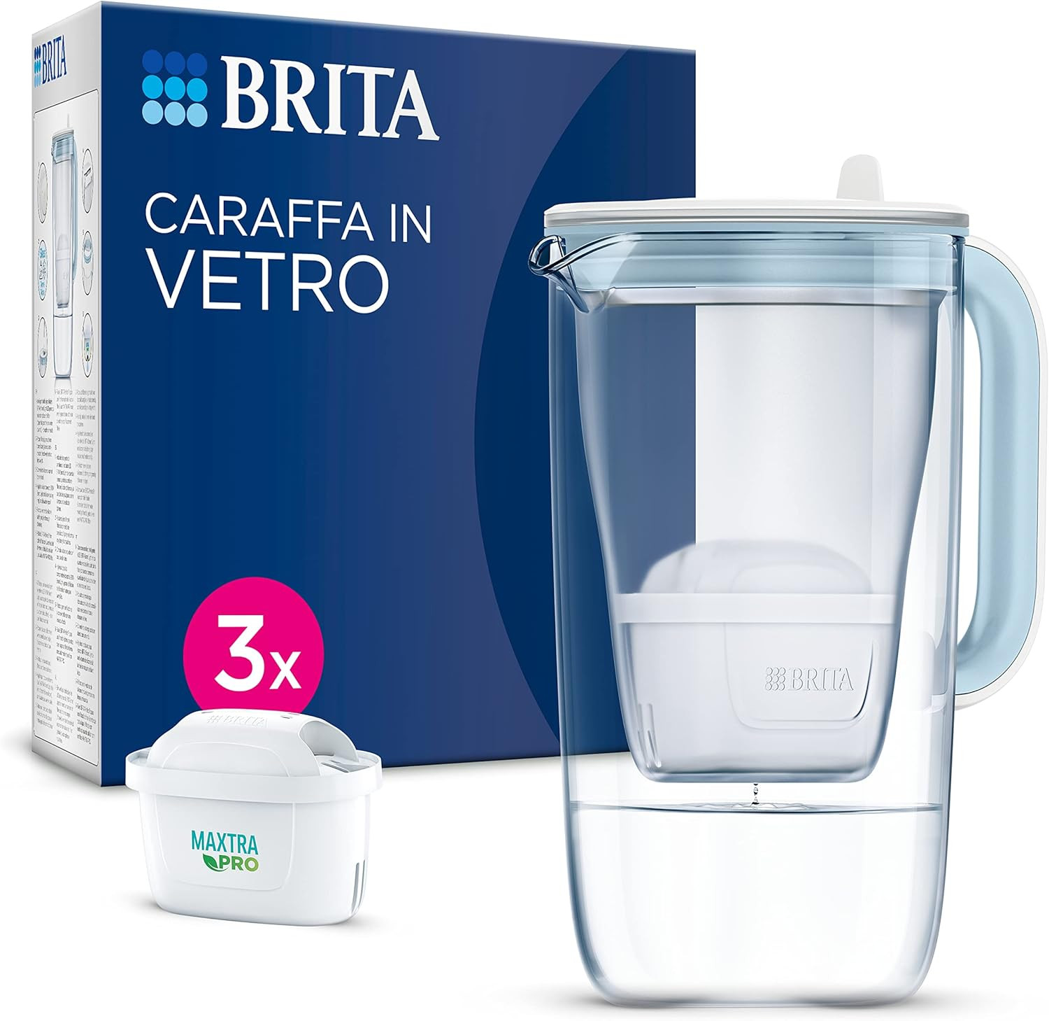 Caraffa Vetro BRITA 2.5 Litri + 3 Filtri - Proteggi i tuoi Elettrodomestici