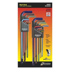 Bondhus 69600 22-Piece Hex Key Set, Metric/Sae L-Shape, Steel, Color Coded,