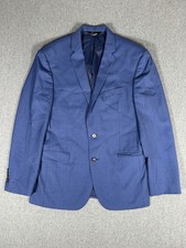 Jos A Bank Traveler Blue Pinstripe Wool Blazer 42R Sport Coat Slim Fit