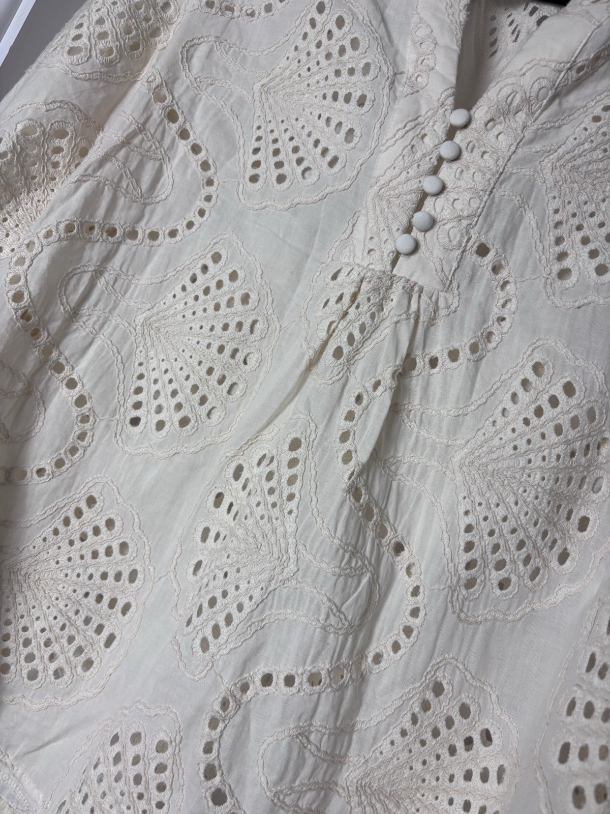 Mint Velvet Embroidered Blouse Small Cream Seashell Broderie image 7