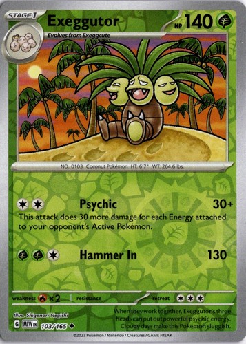 Exeggutor Uncommon SV: Scarlet & Violet 151 103/165 NM Reverse Holo