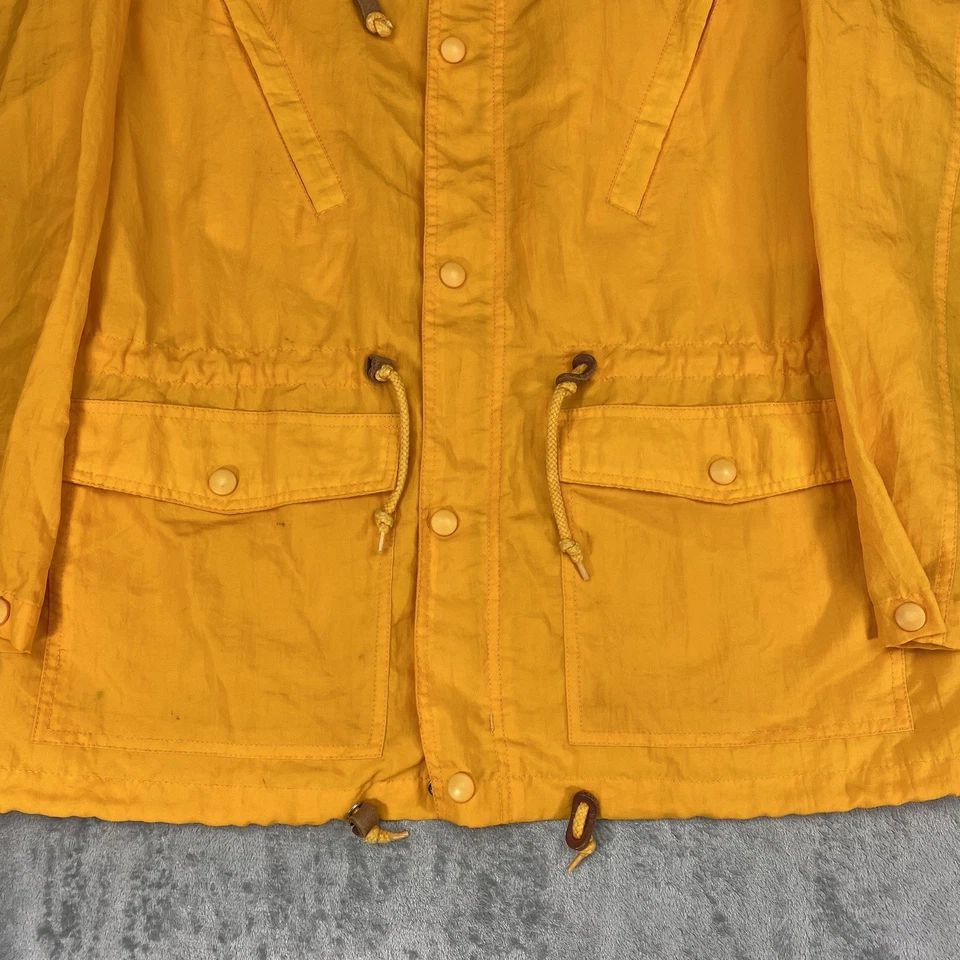 Vtg Gap Jacket Mens Size Small Yellow Rain Full Zip Snap Pockets Synch Waist 90s - Image 3 of 4