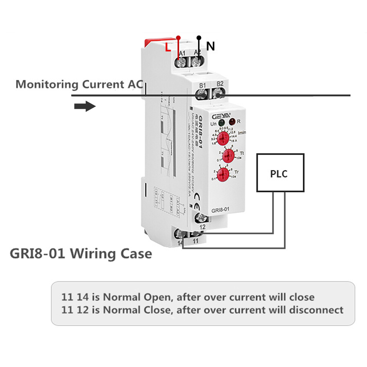 Relais De Contrôle De Surtension GEYA - 0.05-16A - Tension Bobine AC/DC 24-240V - Neuf