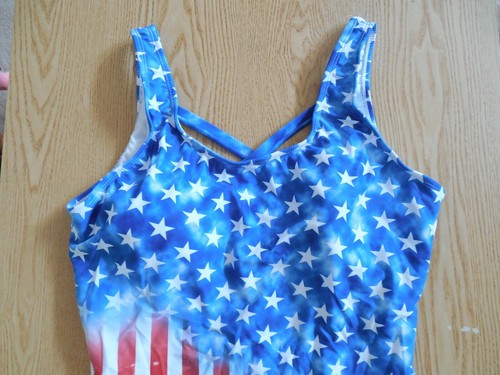 NEW WOMENS SEXY PATRIOTIC AMERICAN FLAG 1PC SWIMSUIT STRETCHY MEDIUM 4TH OF JULY - Picture 3 of 5