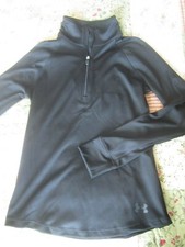 EUC Boys Under Armour Black Heat Gear 1/4 Zip Baselayer Pullover Size M