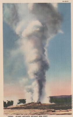 #ad #ad Giant Geyser Yellowstone National Park Wyoming Vintage Linen Postcard $8.23