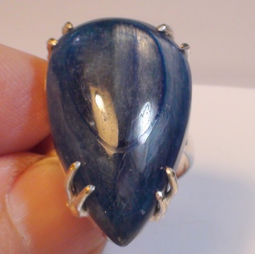 BIG! 36.55 ct NATURAL KYANITE RING 925 STERLING SILVER. SIZE 8.25 - Picture 2 of 7