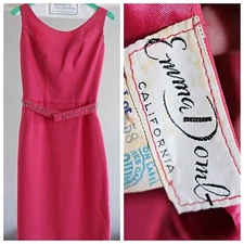 Vintage Emma Domb  - 1950s "Audrey Hepburn" Sleeveless Dress + Bead, sz 7 Small