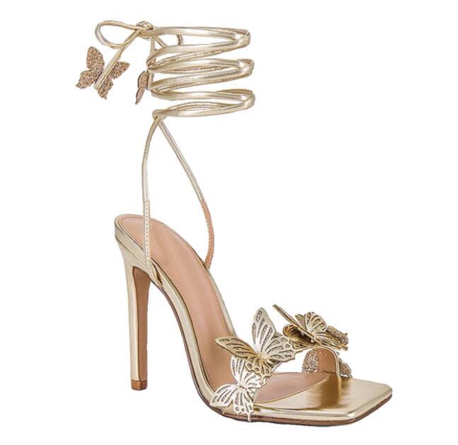Womens Chic Open Toe Butterfly Lace Up Stiletto Heel Gladiator Sandal Shoes