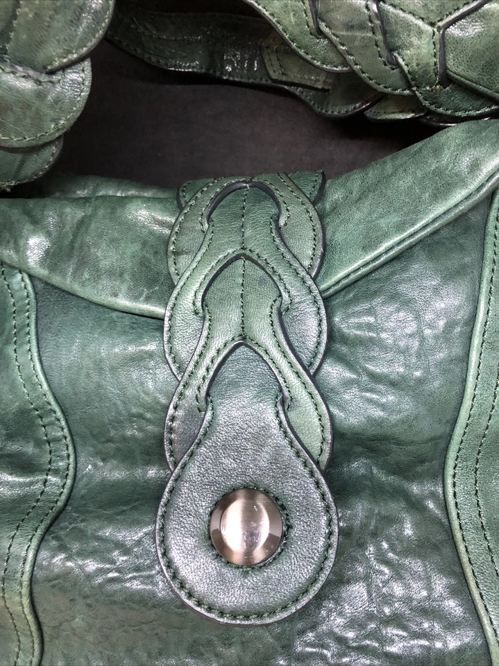 JUNIOR DRAKE ~ Verde *ATHENA* CUERO HOBO BOLSO BORLA DETALLES Foto 2 de 4