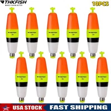 THKFISH 10pcs Cigar Floats Bobbers Fishing Weighted Snap-onFreshwater Saltwater