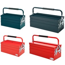 DURHAND Cassetta Porta Attrezzi in Acciaio Pieghevole con 5 Vassoi 57x21x41cm