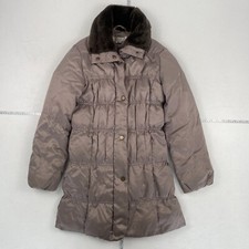 Larry Levine Jacket Medium Grey Womens Coat Padded Down Waterfowl Feathers