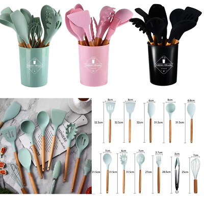 Küchenutensil Set Silikon hitzebeständig Küche Kochgeschirr Gadget Werkzeuge 12-teilig