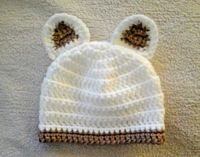 Handgefertigte handgehäkelte Baby Unisex Beanie Mütze mit Ohren verschiedene Farben Acryl