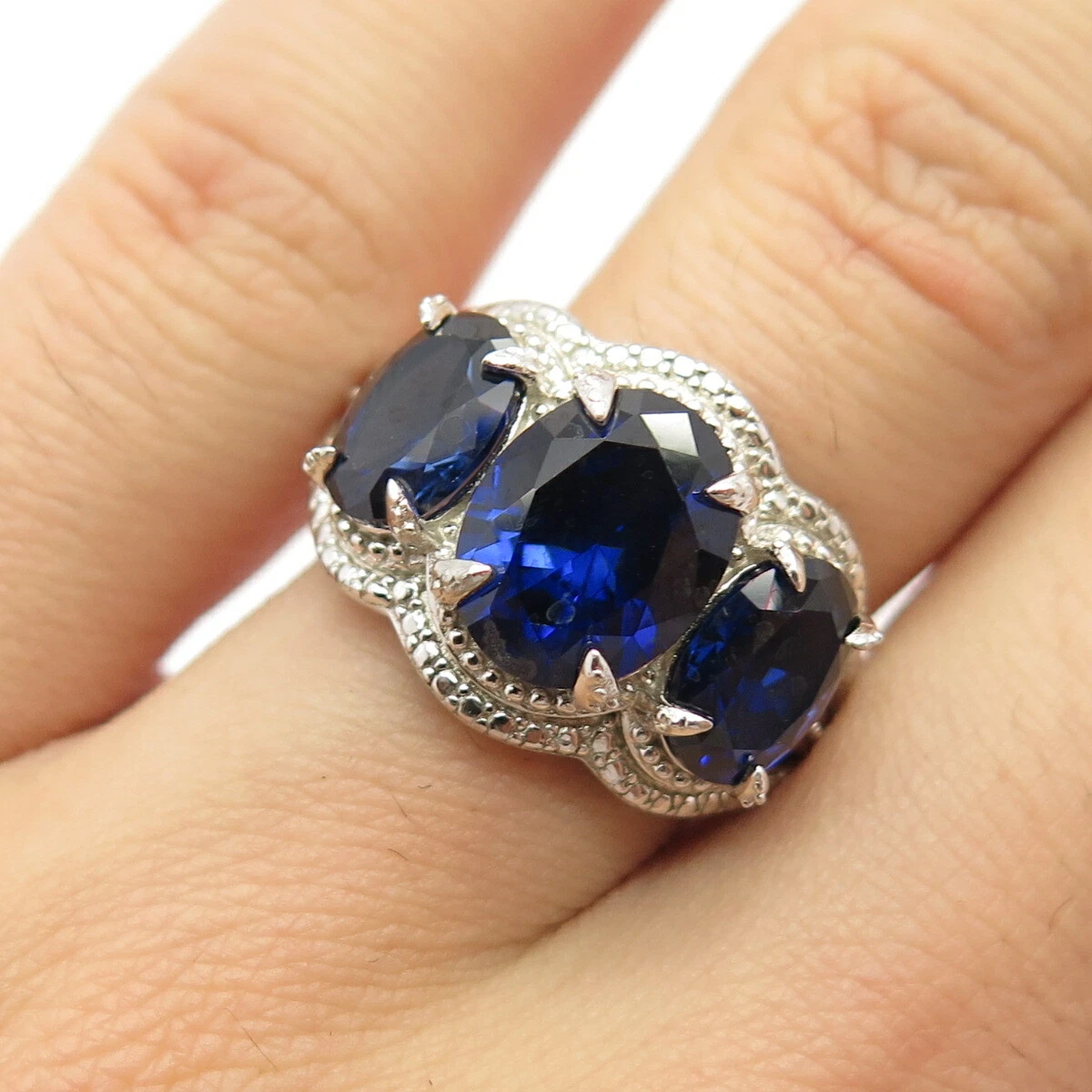 Sterling silver lab deals created sapphire ring
