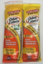 2PK Odor Eaters Ultra Comfort Odor Destroying Insoles ~ 3 PAIRS EACH ~ READ