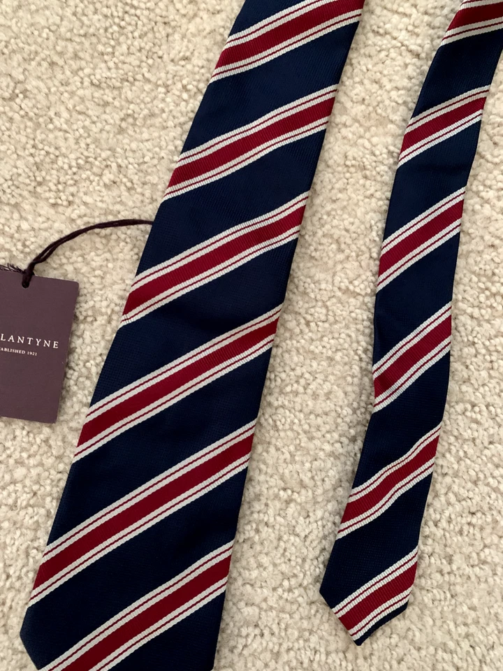 Новый с Ярлыками мужской Ballantyne синий и красный в полоску и узор галстук - Изображение 2 из 3