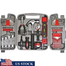53 Piece Tool Kit Household Tools Set W/ Carrying Case Pliers Hammer Wrenches US